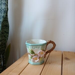 Hand Crafted Fitz And Floyd Porcelain Cherry Blossom Garden Floral Mug